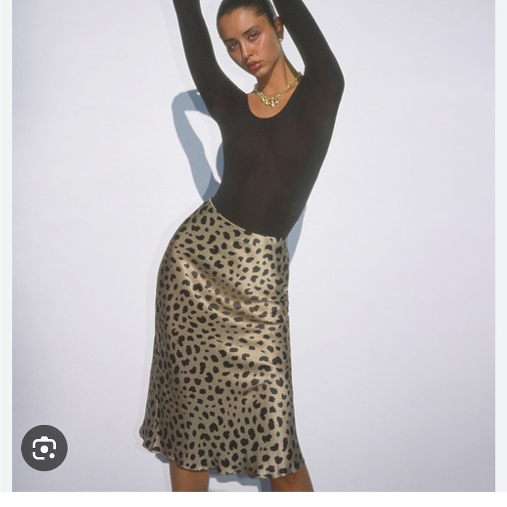 Realisation Par Naomi Leopard Print Slip Midi Skirt M